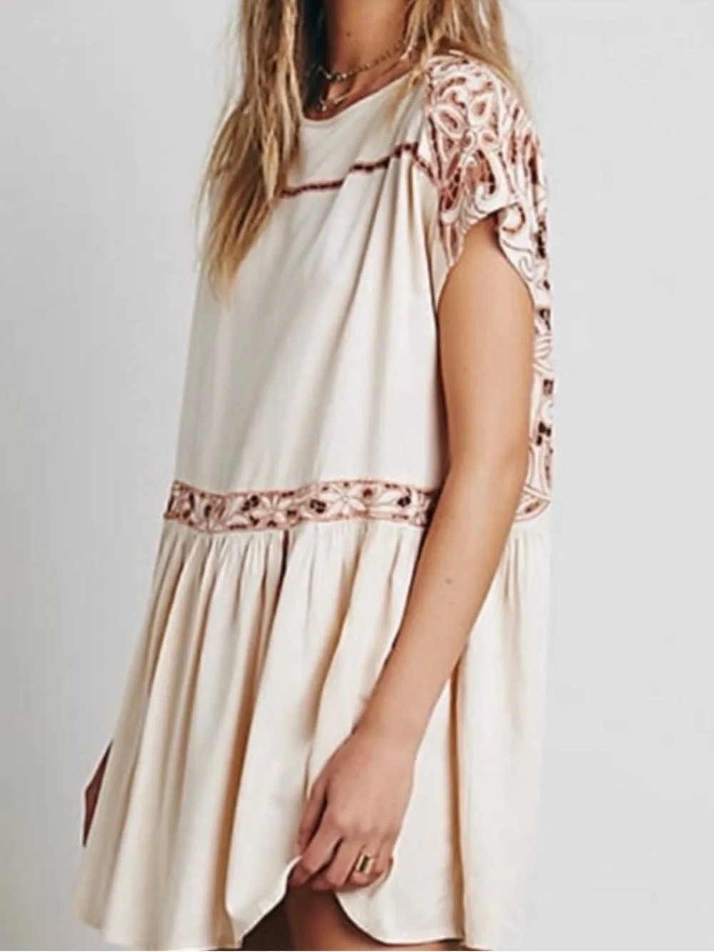 Free People Cream Crochet-Back Boho Dress - Picture 2 of 9
